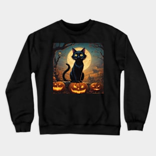 Halloween Black Cat Crewneck Sweatshirt